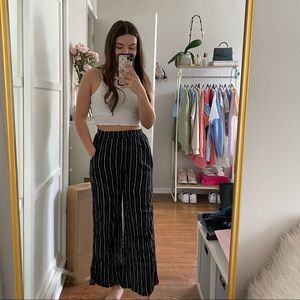 Black Striped Flowy Pants